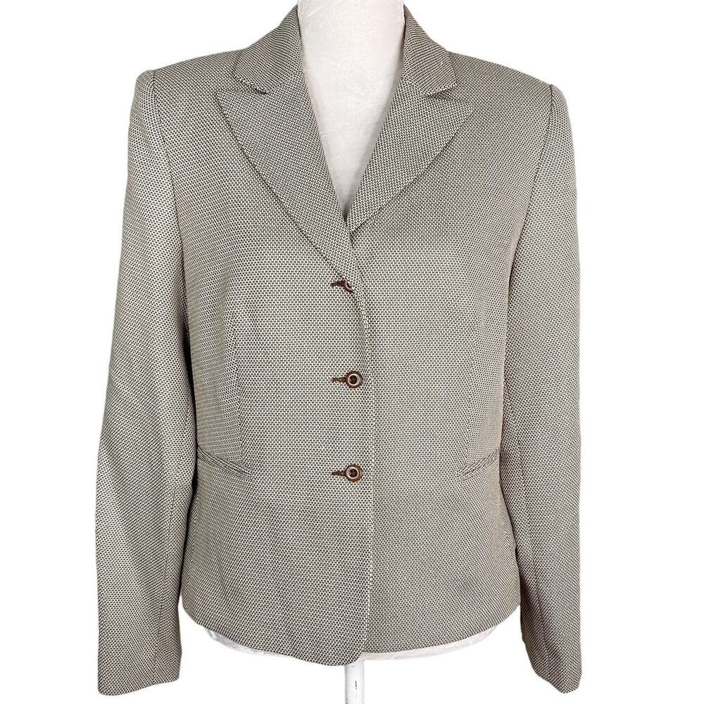 Vintage Giorgio Sant'Angelo Blazer 12 Taupe Ivory Weave New
